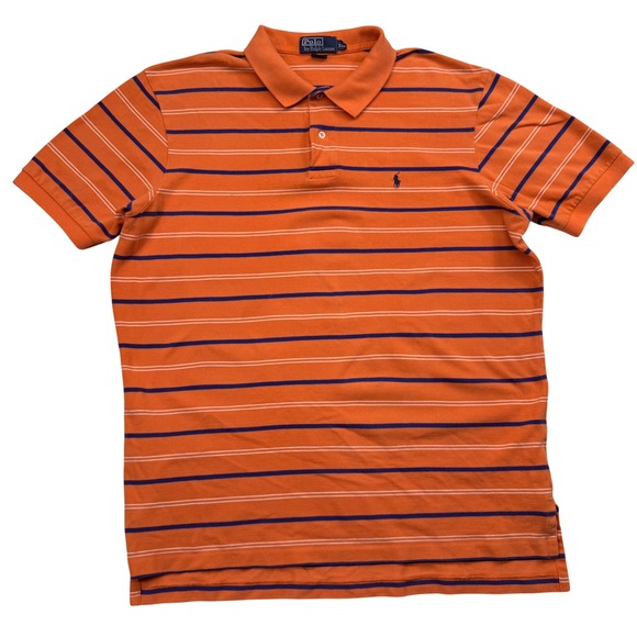 Polo Ralph Lauren Other - Polo Ralph Lauren Mens XXL Orange Striped Short Sleeve Cotton Pique Polo Shirt